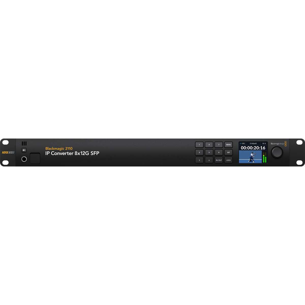 Čelní panel převodníku 2110 IP Converter 8x12G SFP