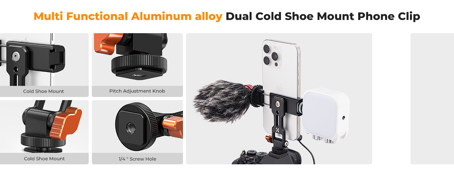 Dual Cold Shoe Mount Phone clip