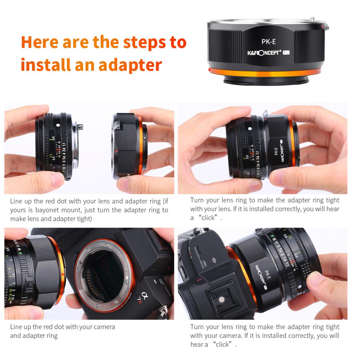 Lens Adapter for PK K Mount Lens to Sony NEX E-Mount with Matting Varnish Design, Sony NEX-3 NEX-3C NEX-3N NEX-5 NEX-5C NEX-5N NEX-5R NEX-5T