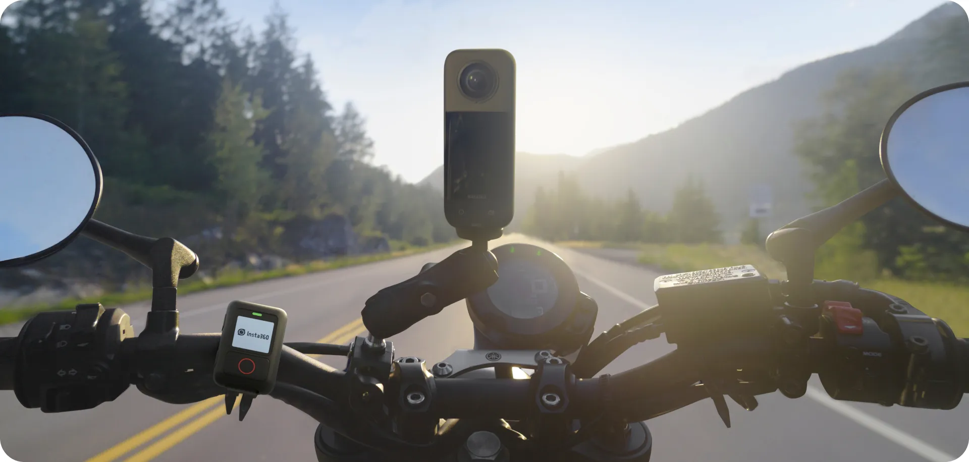 GPS Action Remote mounted on handlebars while riding