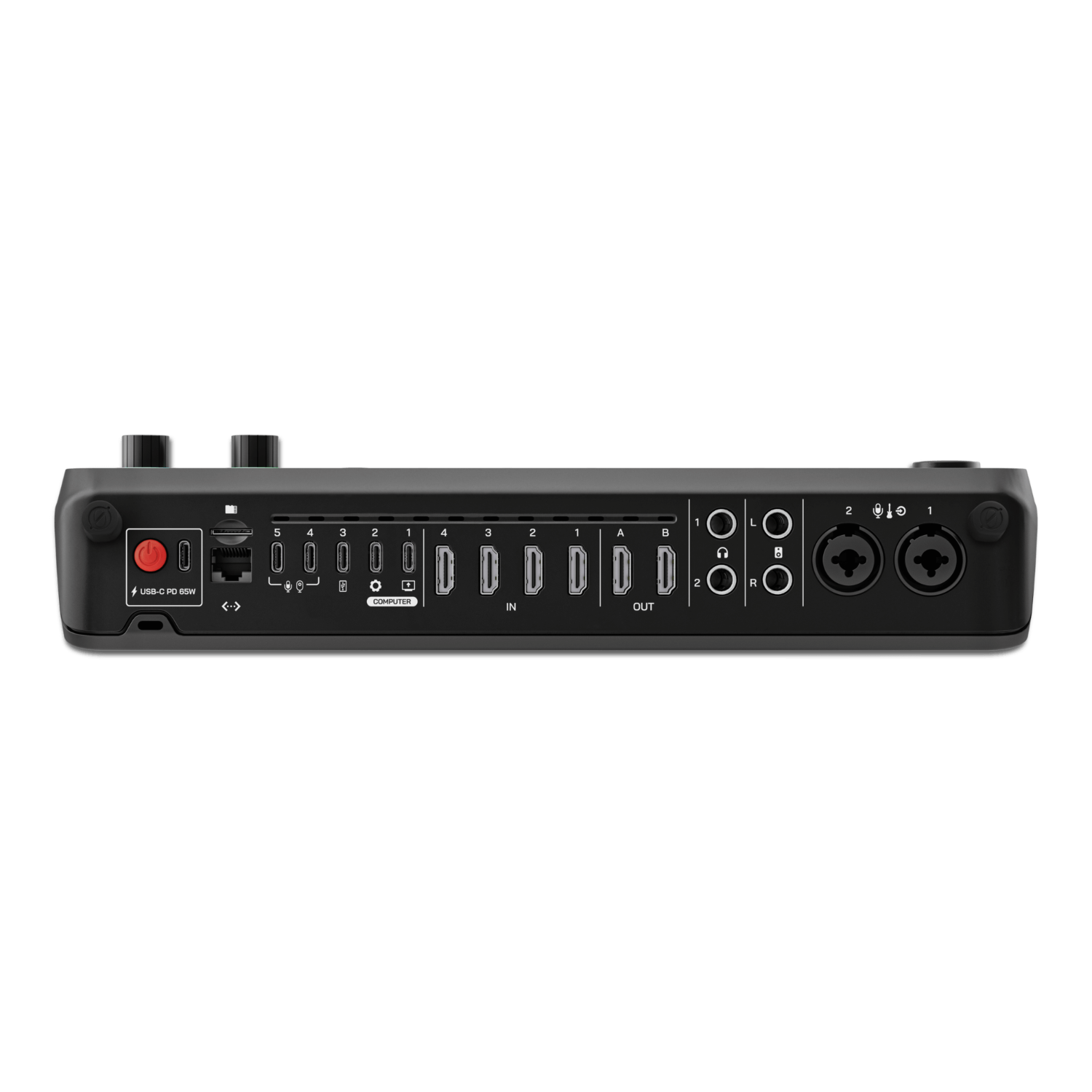 All-in-one Full HD video and audio production console for switching, scene creation, professional mixing, recording and direct streaming.
