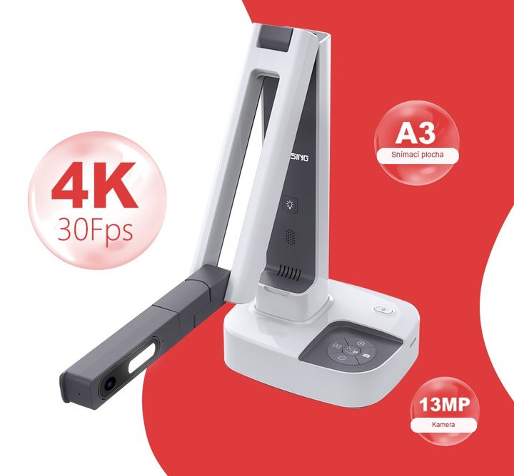 Infografika Joyusing V513: snímací plocha A3, 13Mpx kamera a 4K při 30 snímcích za sekundu