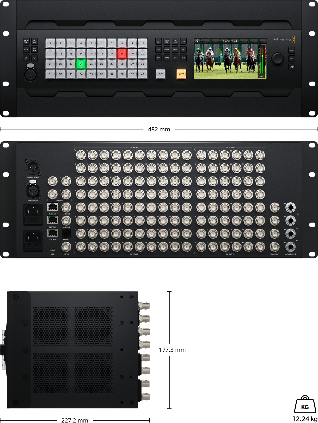 ATEM 4 M/E Constellation 4K Plus – Rozměry a hmotnost
