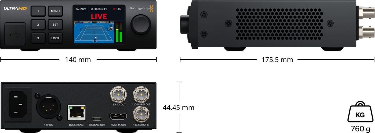 Blackmagic Streaming Decoder 4K – Rozměry a hmotnost