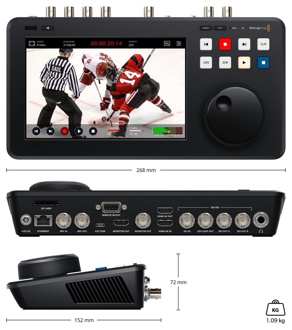 HyperDeck Shuttle 4K Pro 2TB – Rozměry a hmotnost
