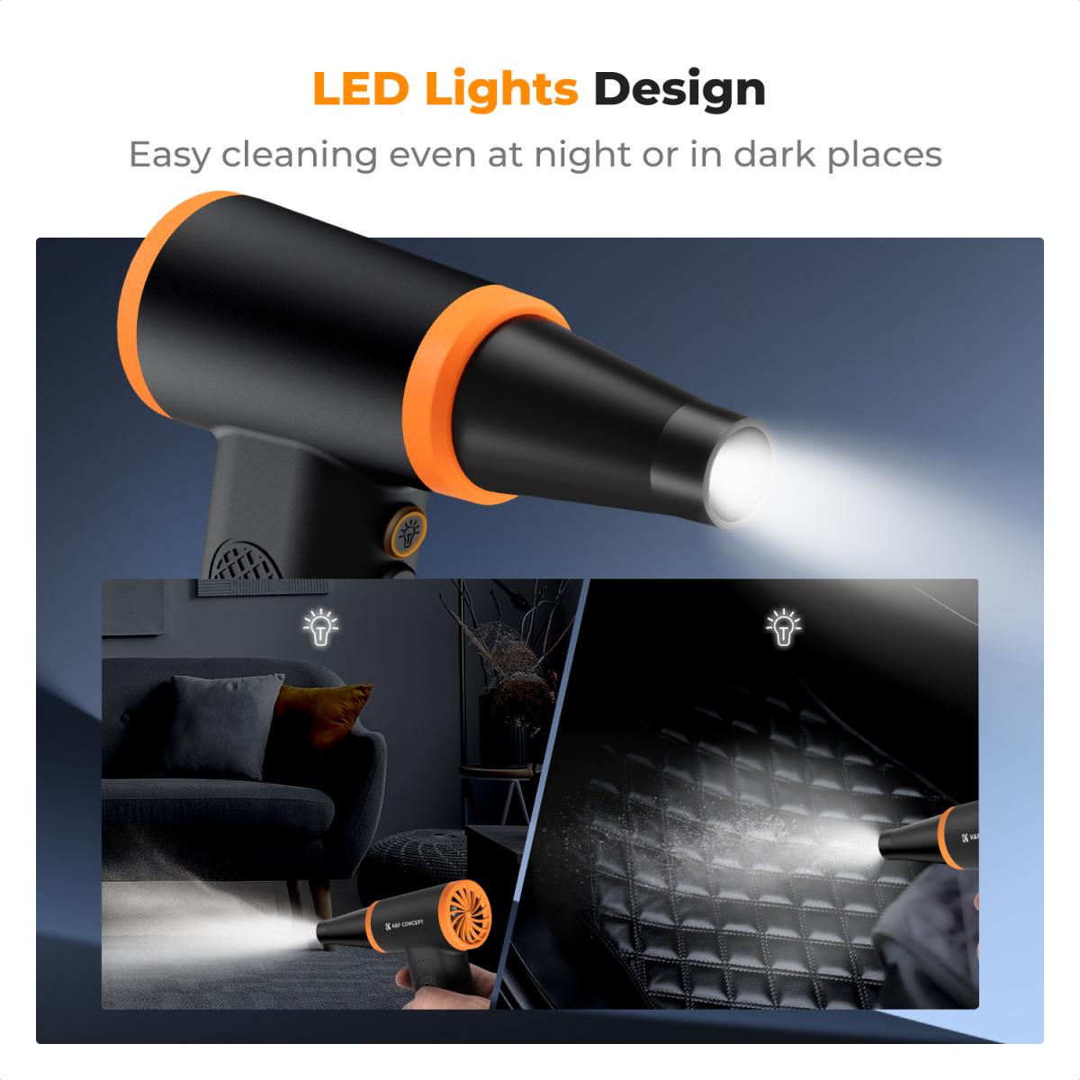 K&F Concept 12-1 Brushless Compressed Air Duster, 3 Gear Adjustable, Super Wind Power,Rechargeable&Portable,for Deep Computer Clean, Keyboard, Car Dry, Home - Replace Compressed Air Cans