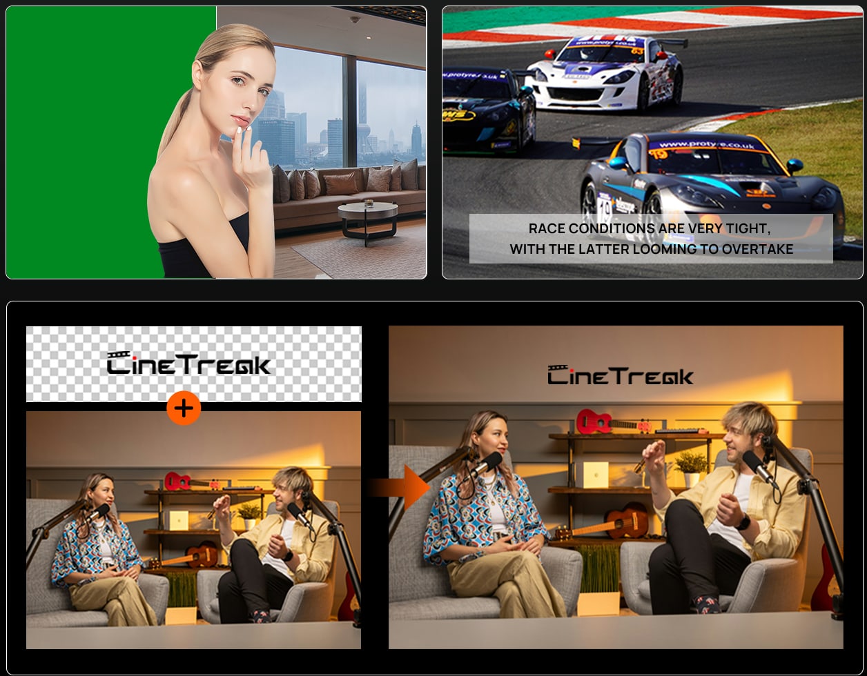 CineTreak Cinelive C2S – DSK, chroma key a loga
