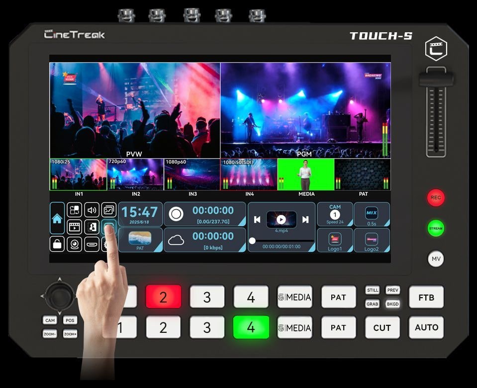 CineTreak Touch-S – Dotykový displej a fyzická tlačítka