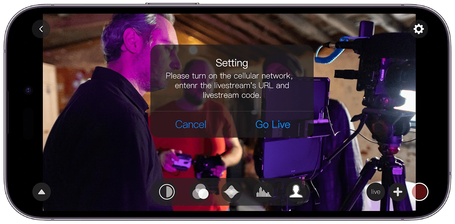 Stream z mobilní aplikace · Accsoon CineView Quad