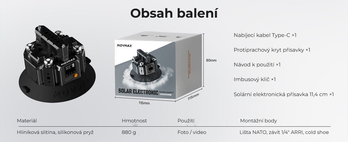 Obsah balení a parametry