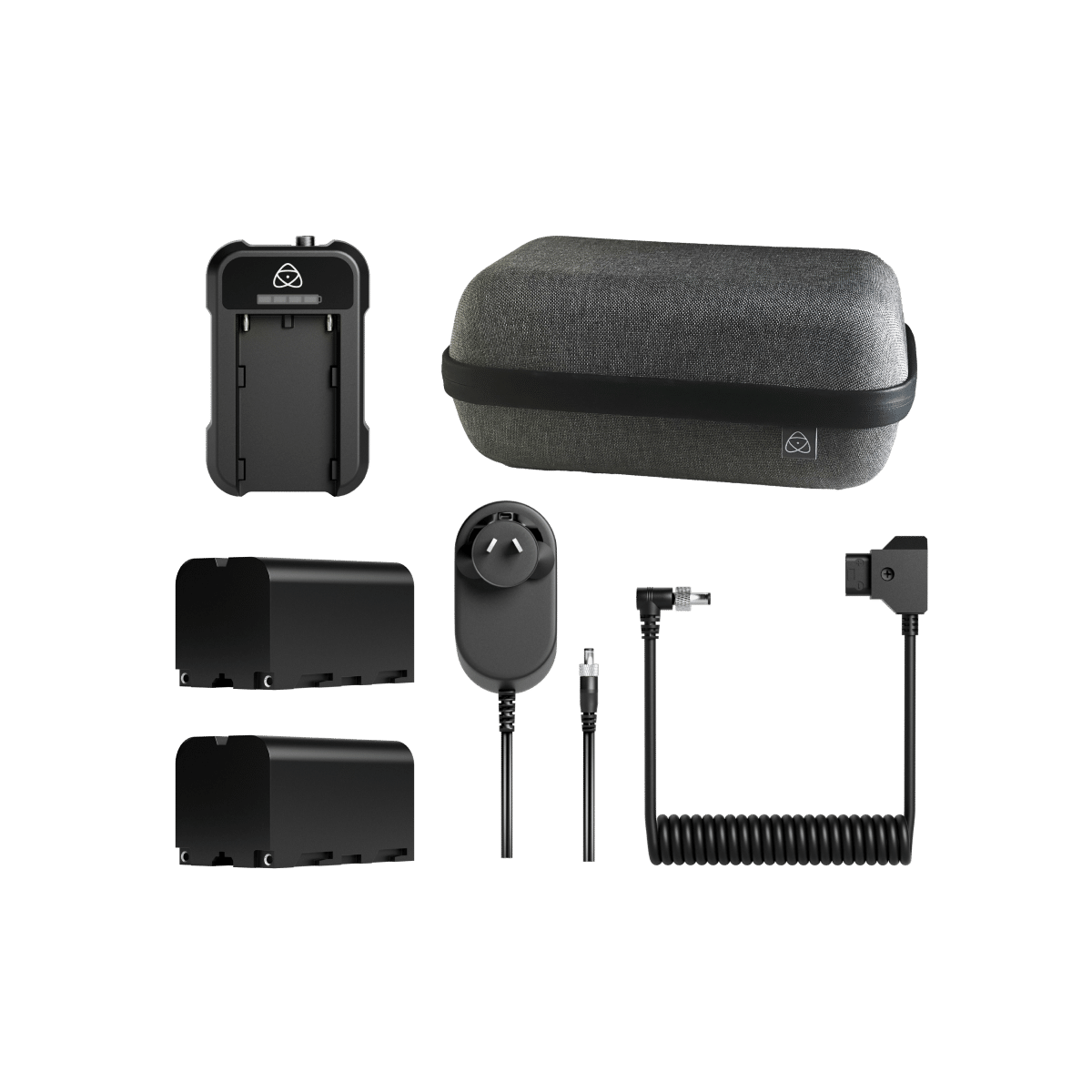 Originální sada Atomos Universal Power Kit včetně baterií, nabíječky a pouzdra