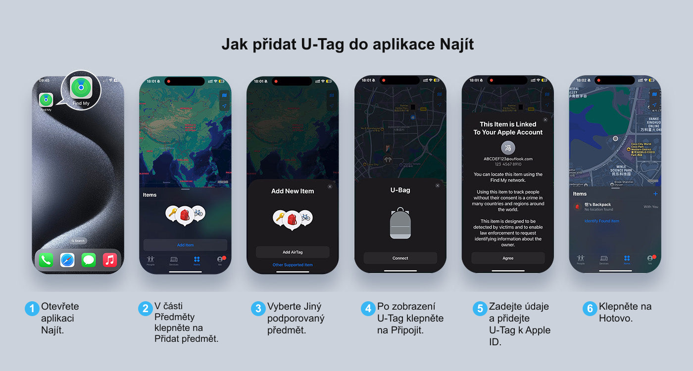 Jak přidat U-Tag do aplikace Najít