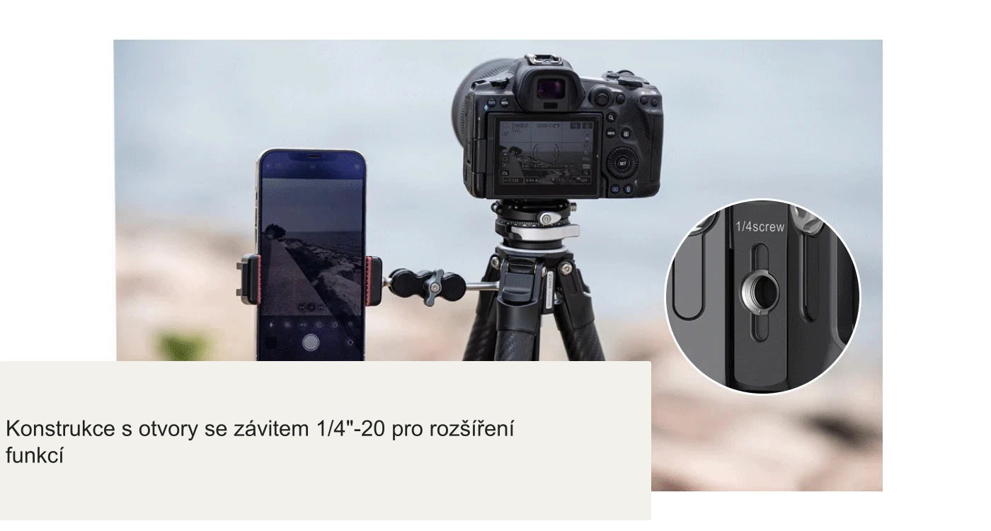 Konstrukce s otvory se závitem 1/4"-20 pro rozšíření funkcí