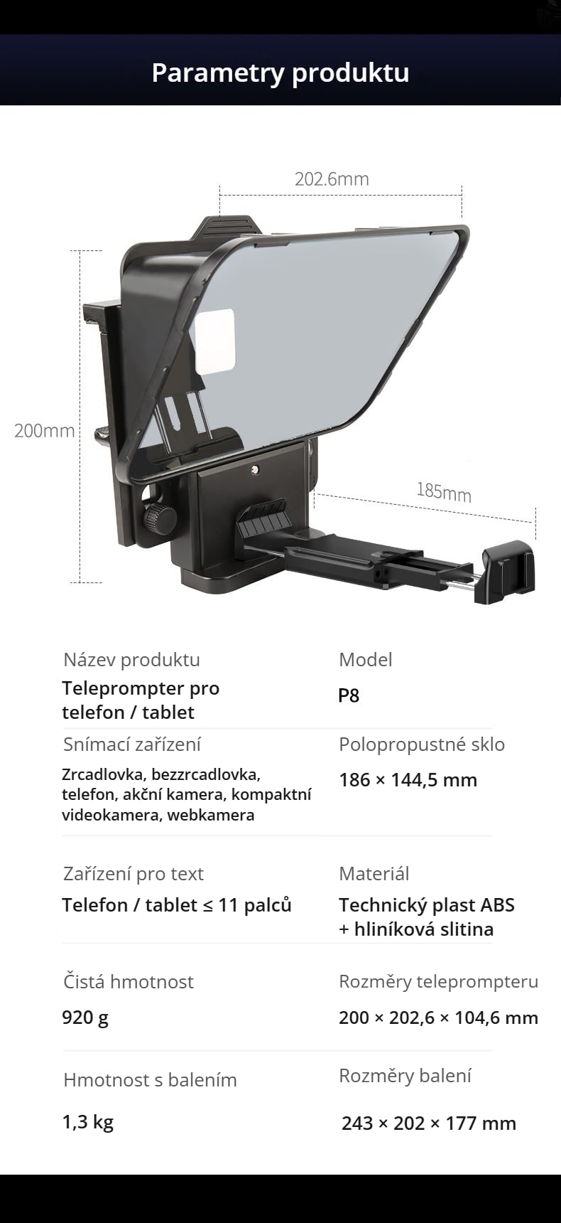 Rozměry a parametry