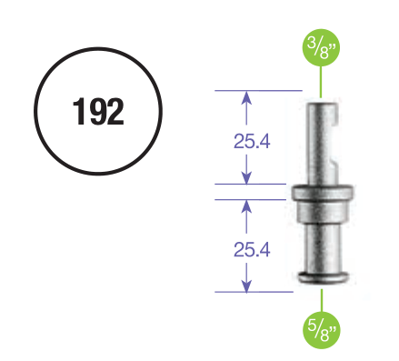 Výkres výrobce adaptéru Manfrotto 192 s průměry hladkých čepů a jednotlivými kótami