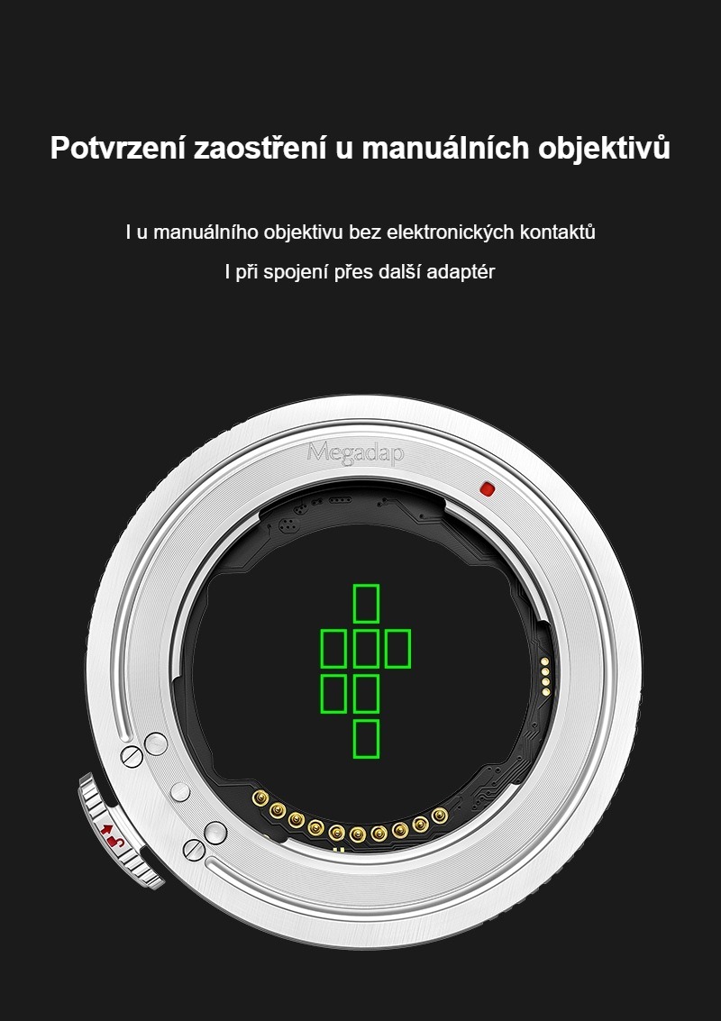 Megadap ETZ21 Pro+ – Potvrzení zaostření u manuálních objektivů