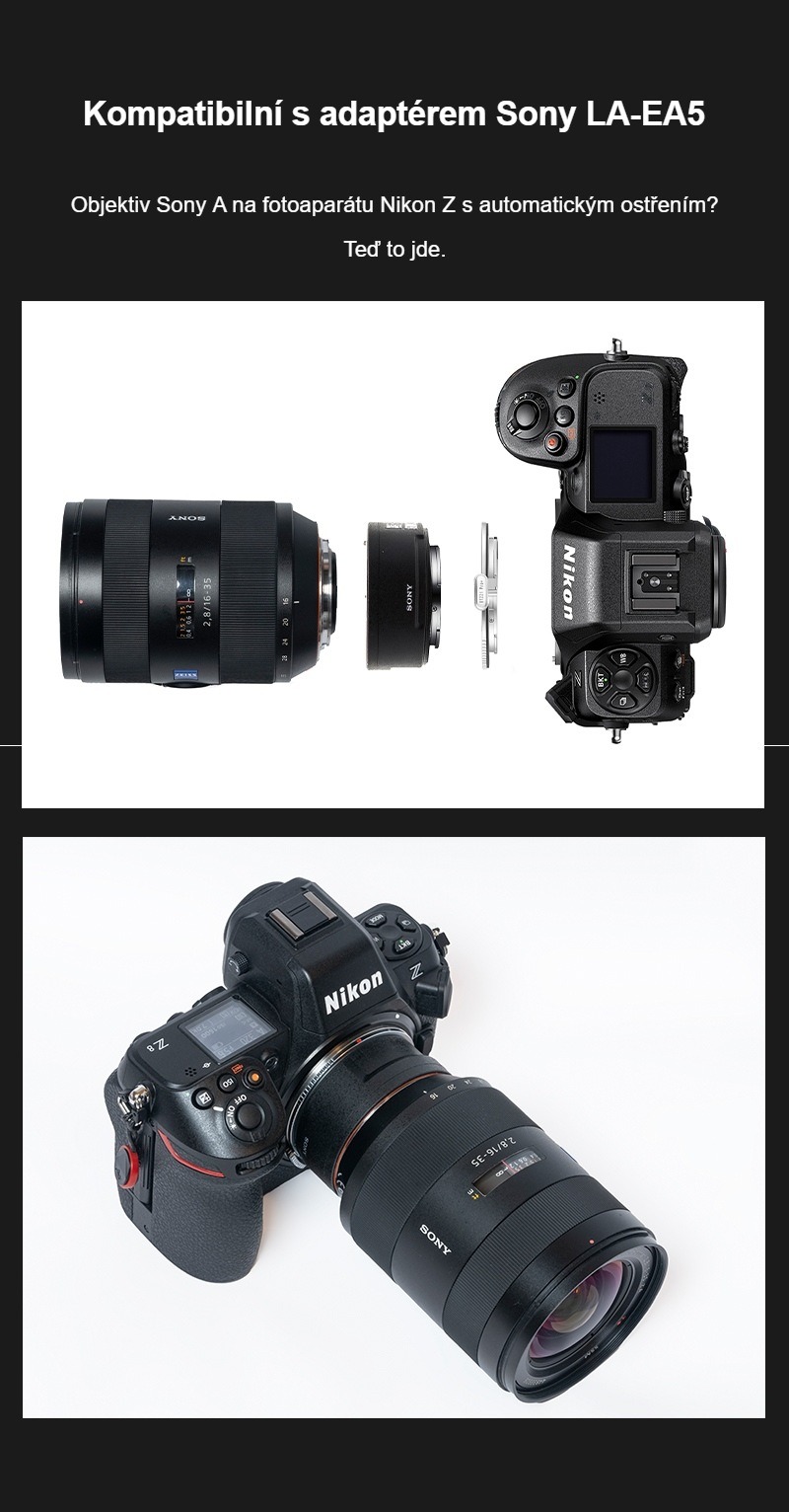Megadap ETZ21 Pro+ – Objektivy Sony A přes adaptér Sony LA-EA5