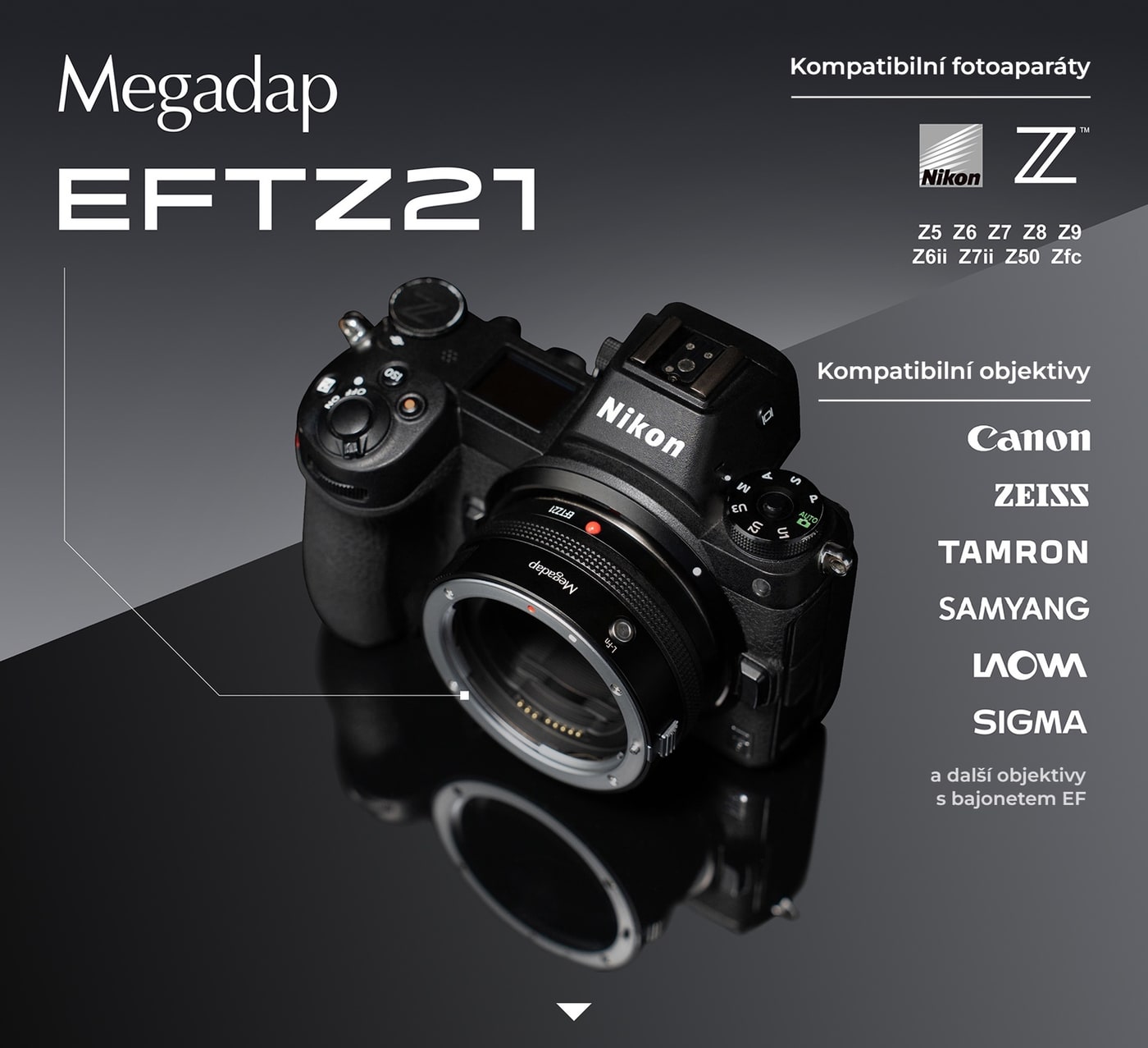 Megadap EFTZ21 – Kompatibilní fotoaparáty a objektivy