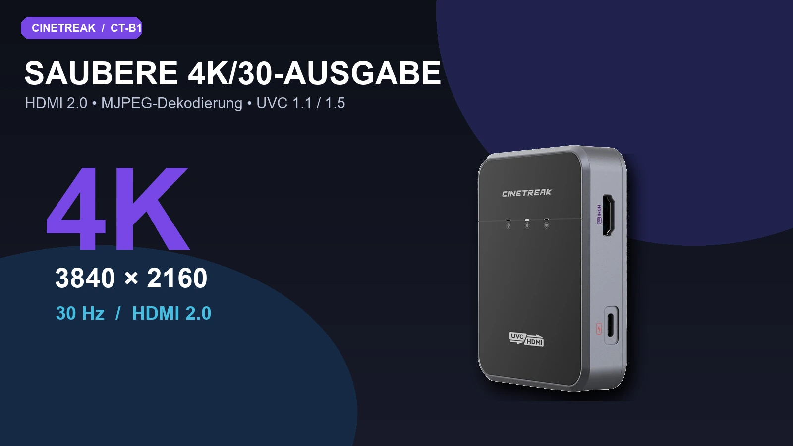 CineTreak CT-B1 s výstupem HDMI 2.0 až 4K při 30 Hz