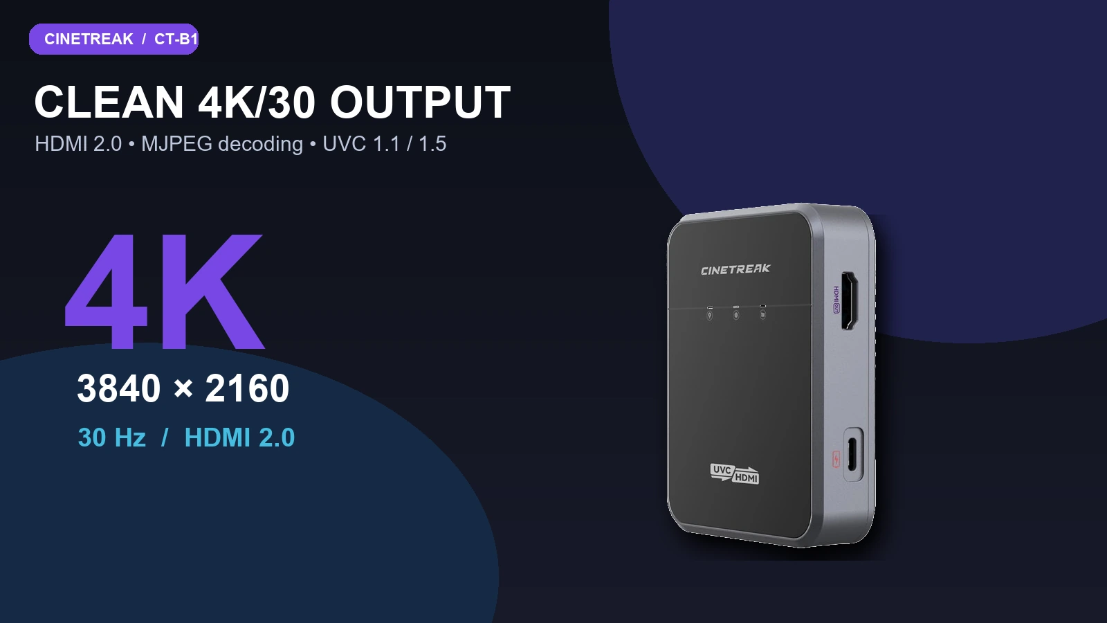 CineTreak CT-B1 s výstupem HDMI 2.0 až 4K při 30 Hz