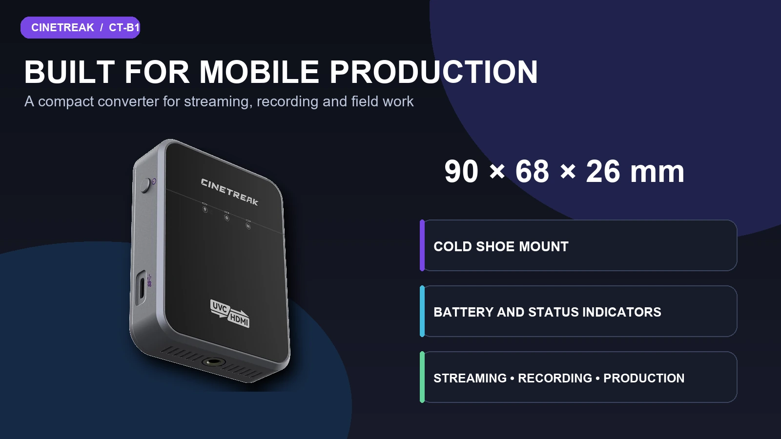 Kompaktní CineTreak CT-B1 pro mobilní streaming a produkci