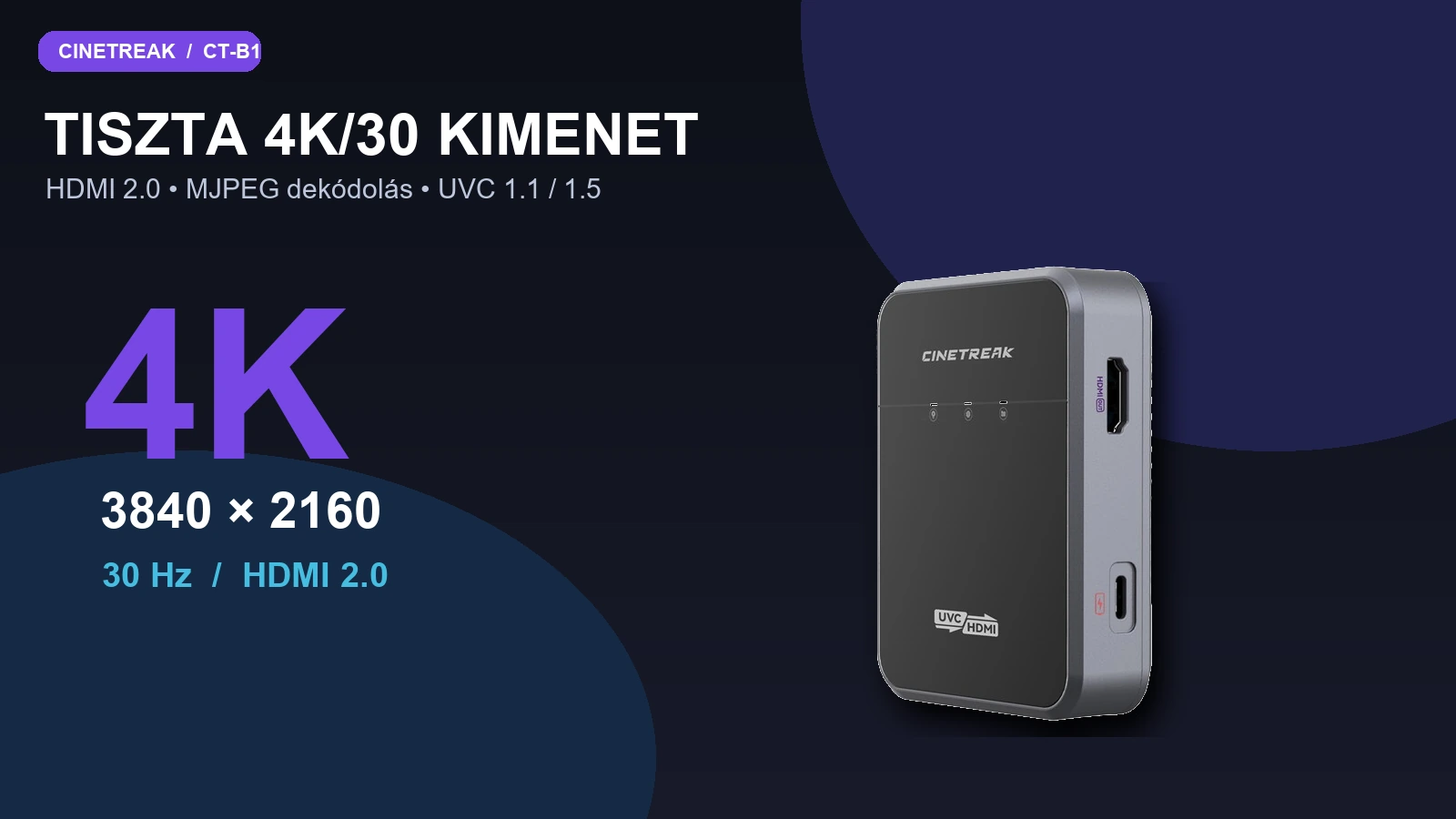 CineTreak CT-B1 s výstupem HDMI 2.0 až 4K při 30 Hz