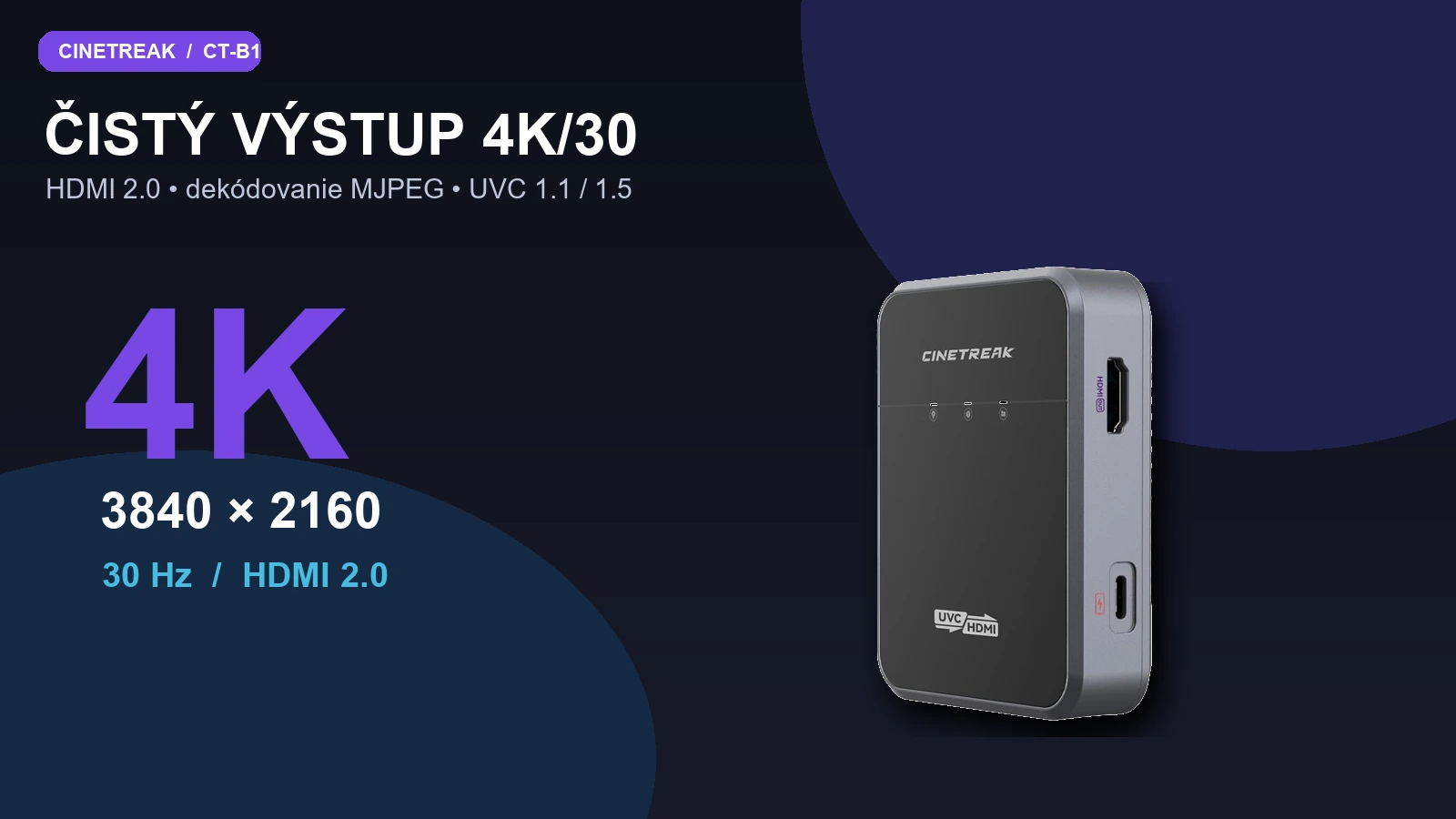 CineTreak CT-B1 s výstupem HDMI 2.0 až 4K při 30 Hz