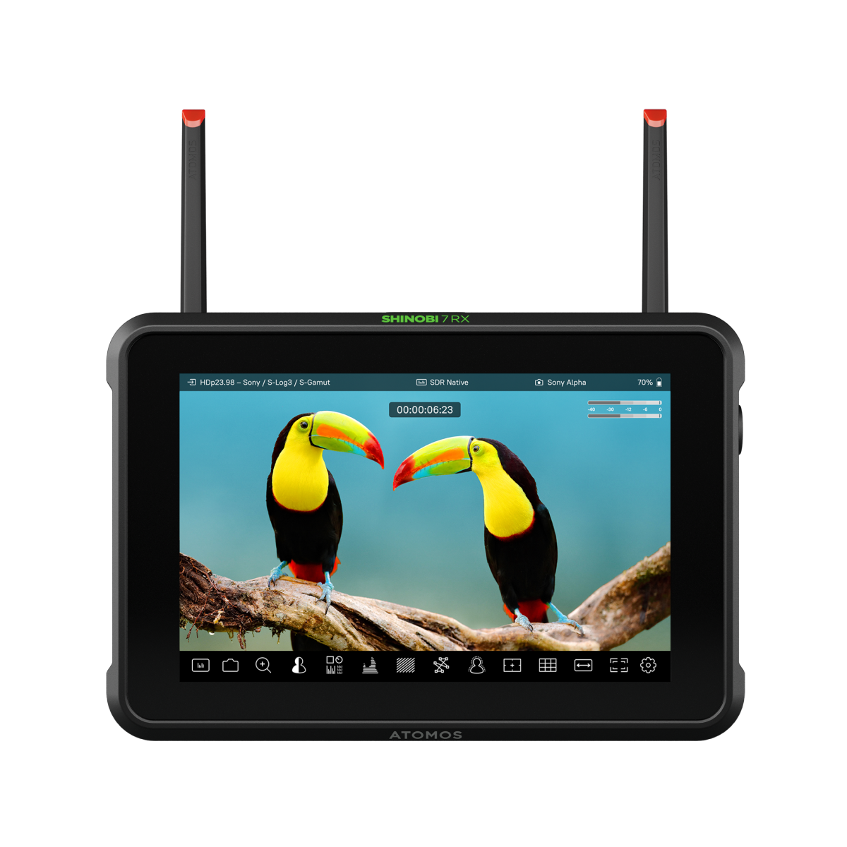 Atomos Shinobi 7 RX, přední strana monitoru