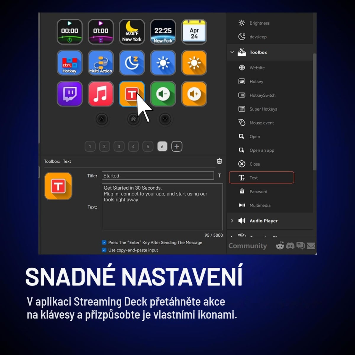 Nastavení v aplikaci Streaming Deck