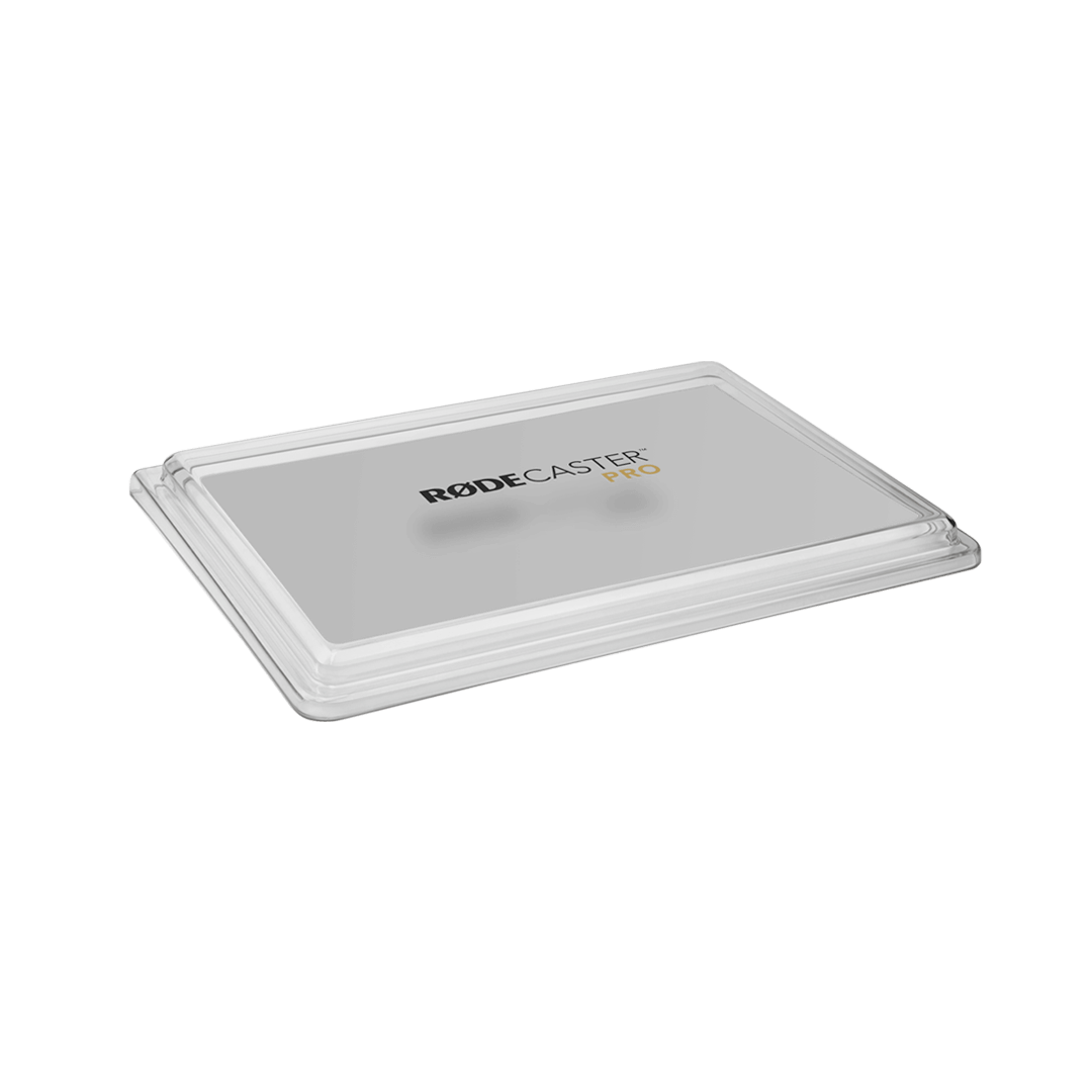 Precision-moulded clear polycarbonate cover protecting the original RØDECaster Pro from dust, dirt, spills and knocks.