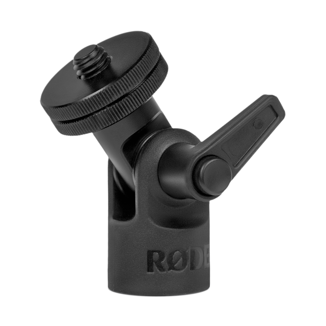 Durable pivot adaptor for precisely angling a microphone, boom or accessory through up to 210°.