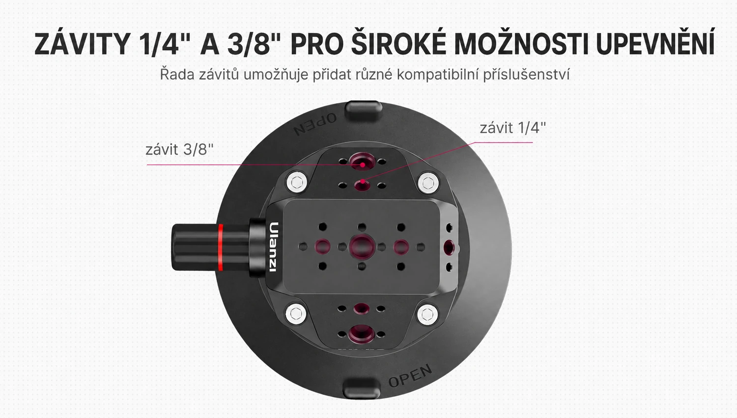 Montážní závity 1/4 a 3/8 palce na Ulanzi SC-02