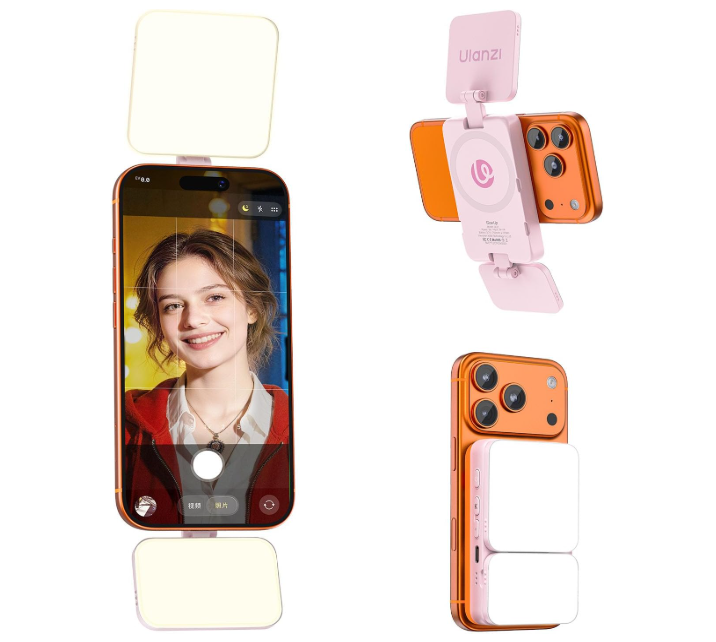 Ulanzi GL01 GlowUp Sakura Pink se dvěma magnetickými světly pro telefon
