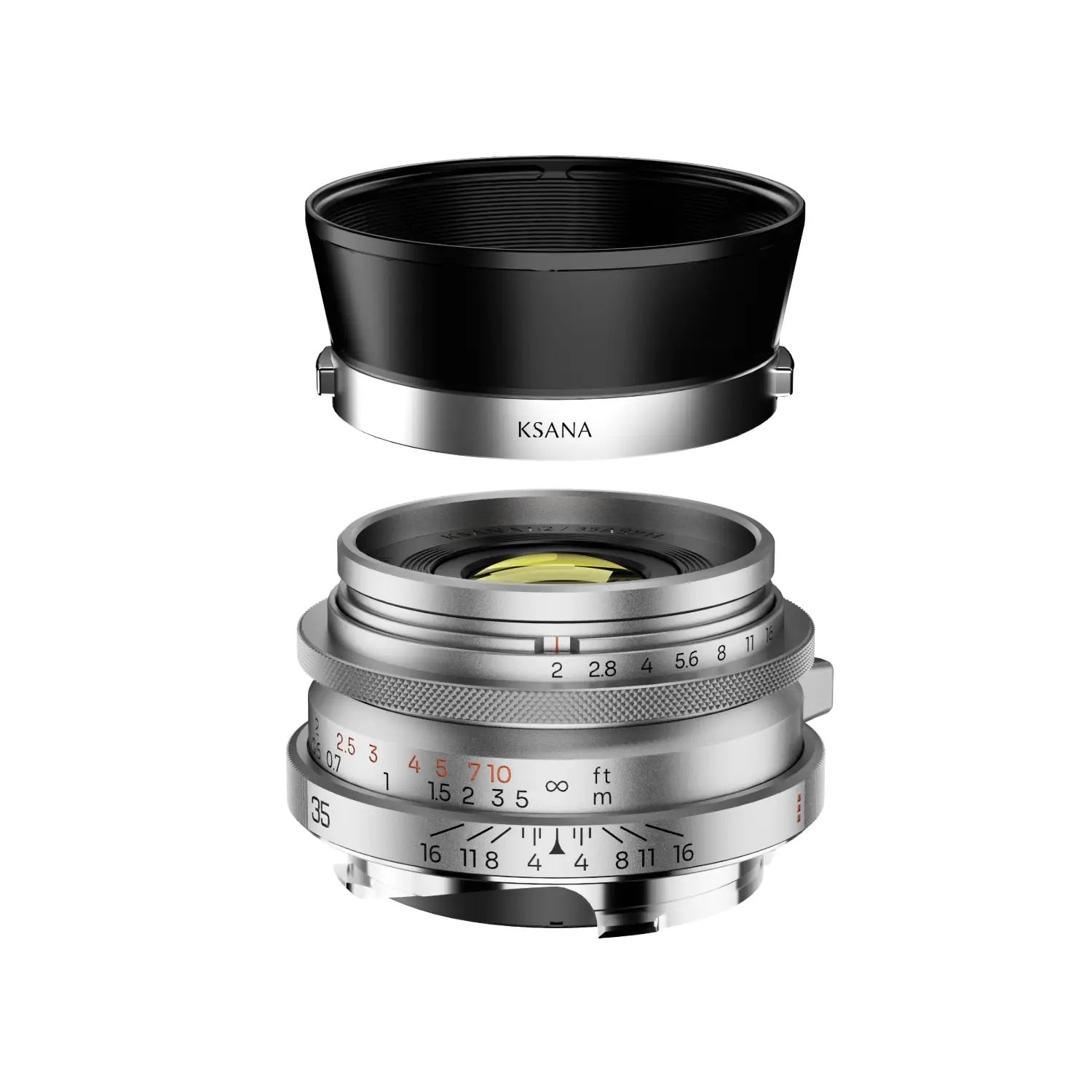 Thypoch Ksana 35 mm f/2 ASPH. pro Leica M se sluneční clonou – stříbrný