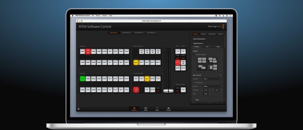 ATEM 4 M/E Constellation IP – Software i hardwarové panely