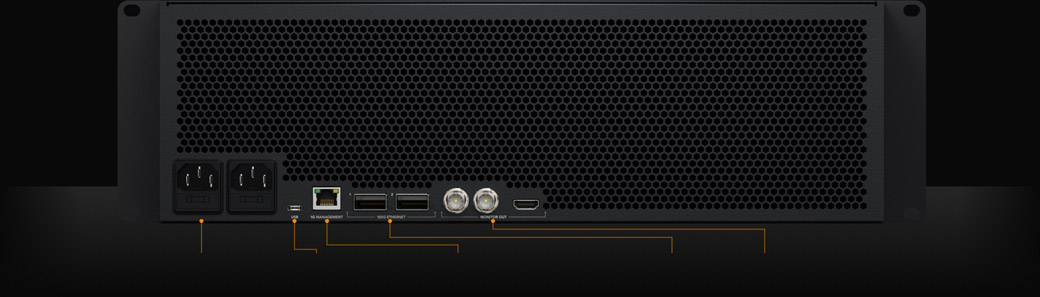 Přední a zadní panel Blackmagic Media Dock Ultra