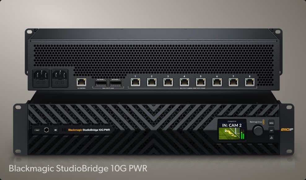 HyperDeck ISO Recorder 100G – IP video 10G přes Blackmagic StudioBridge 10G PWR