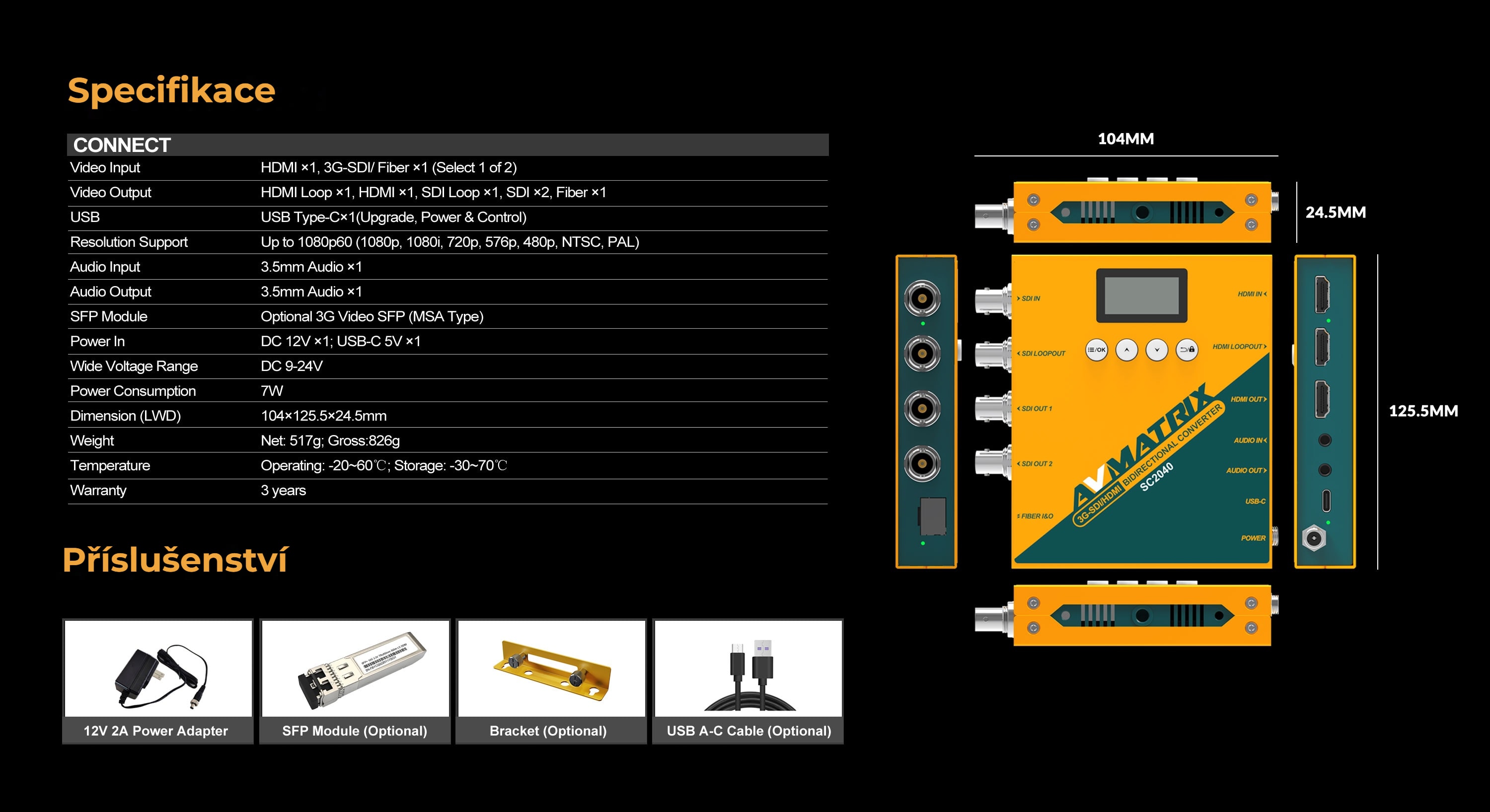 AVMatrix 3G-SDI/ HDMI Bidirectional Scaling Converter With SFP Module RX