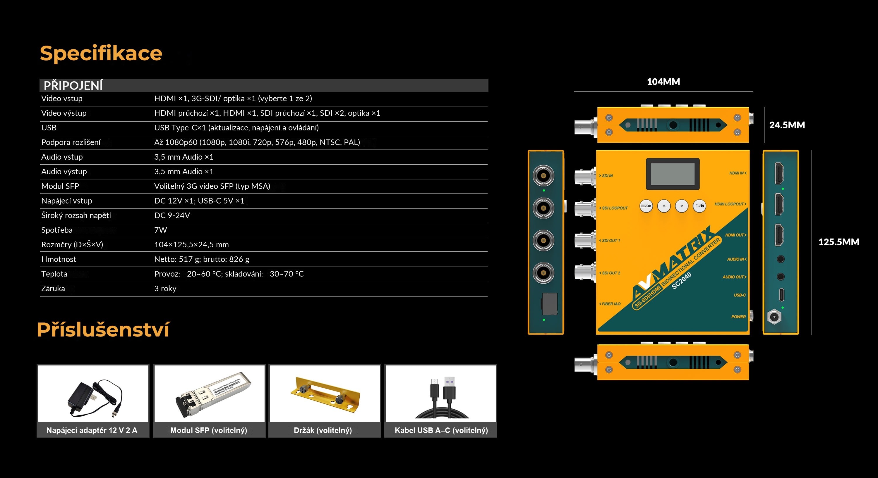 AVMATRIX SC2040 TX – infografika
