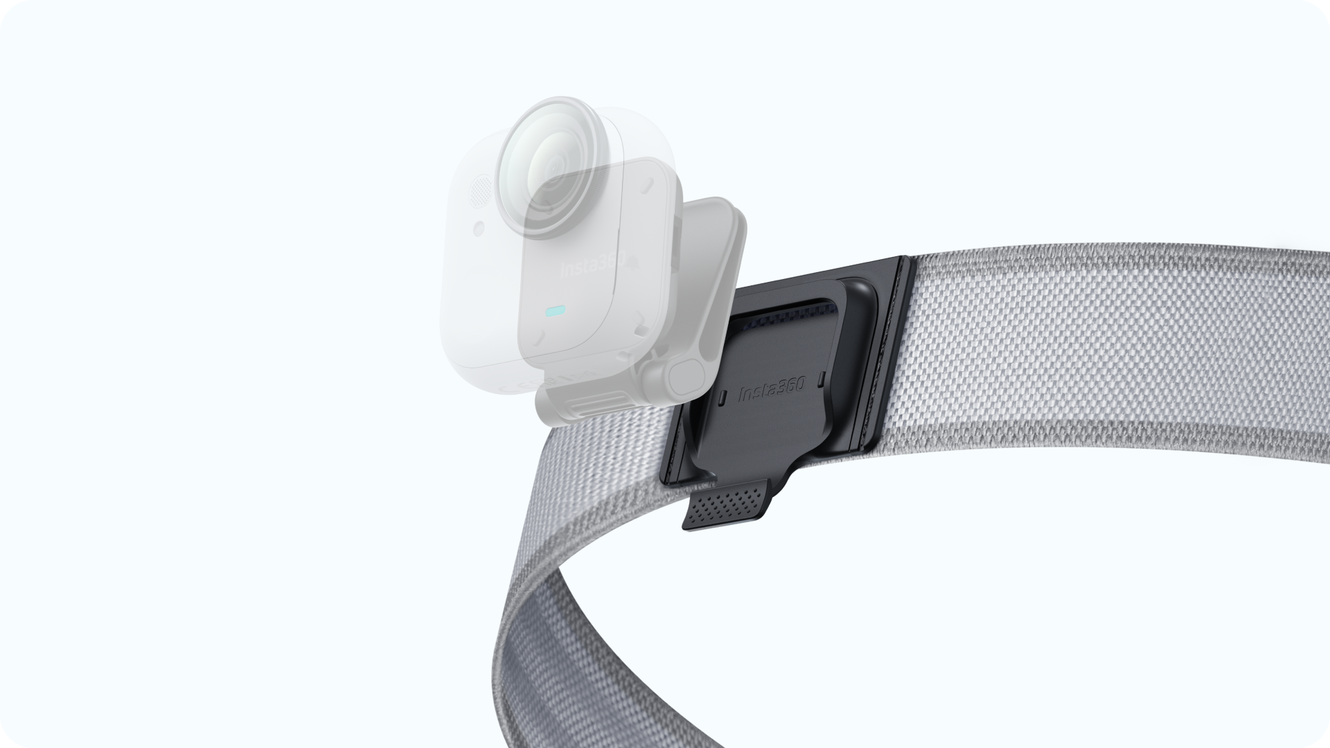 Insta360 GO Ultra Easy Clip Headband with a GO Ultra camera attached