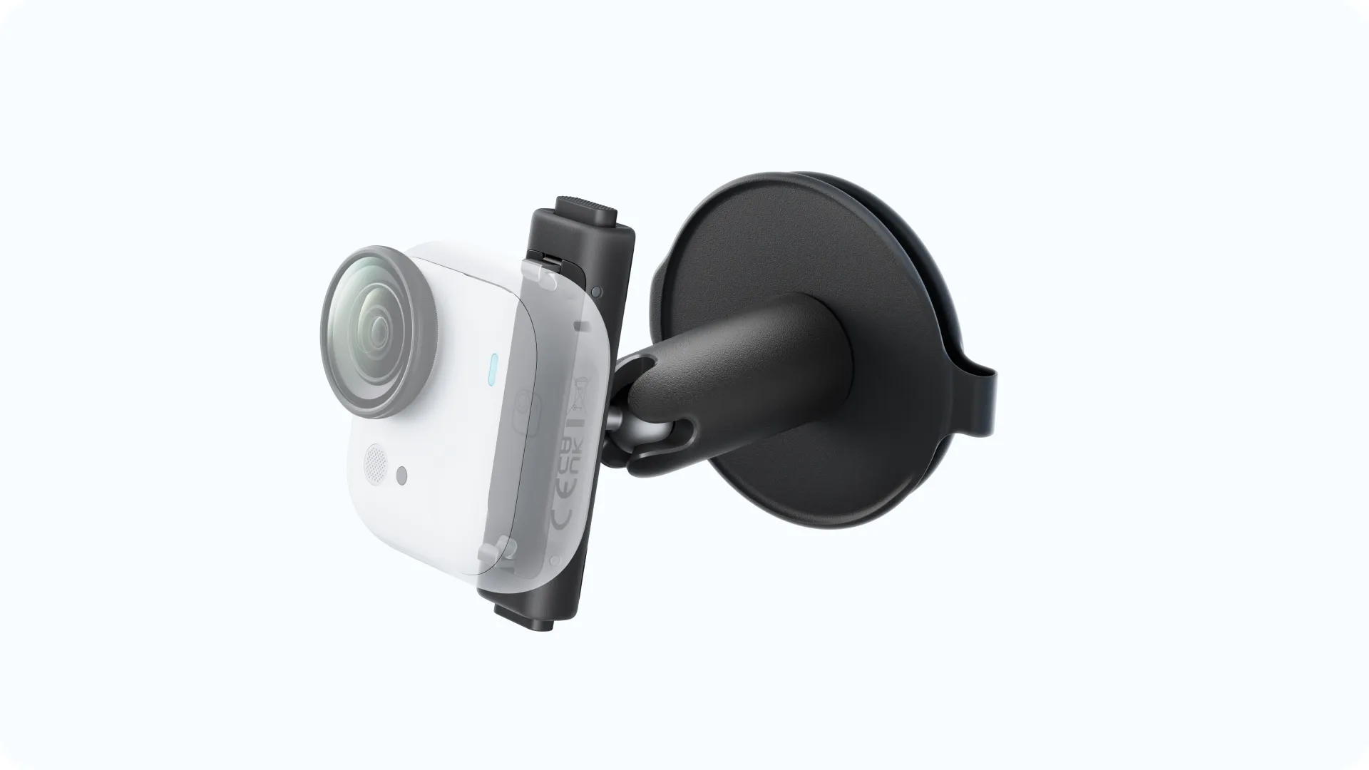 Kamera Insta360 GO Ultra upevněná na držáku Pivot Stand
