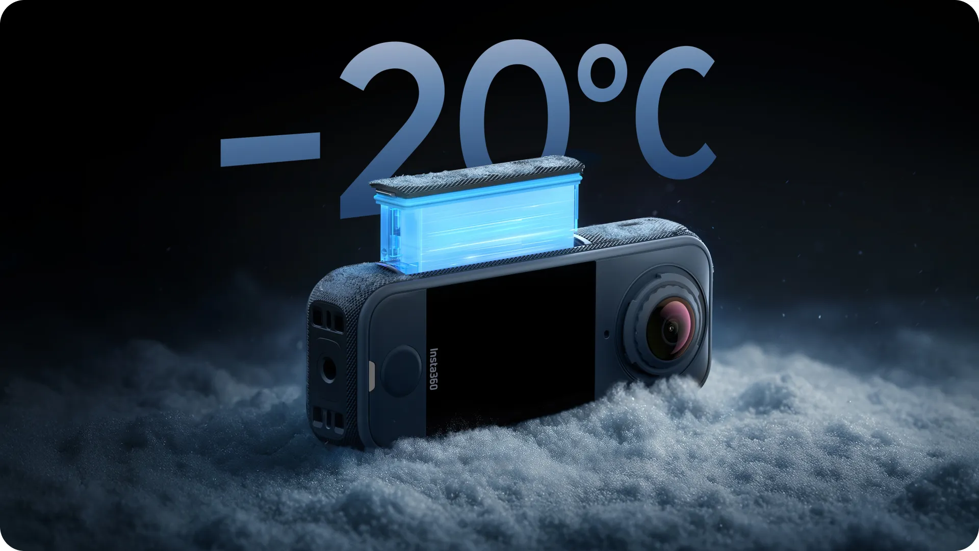 Oficiální infografika baterie Insta360 X4 Air při použití v chladném počasí