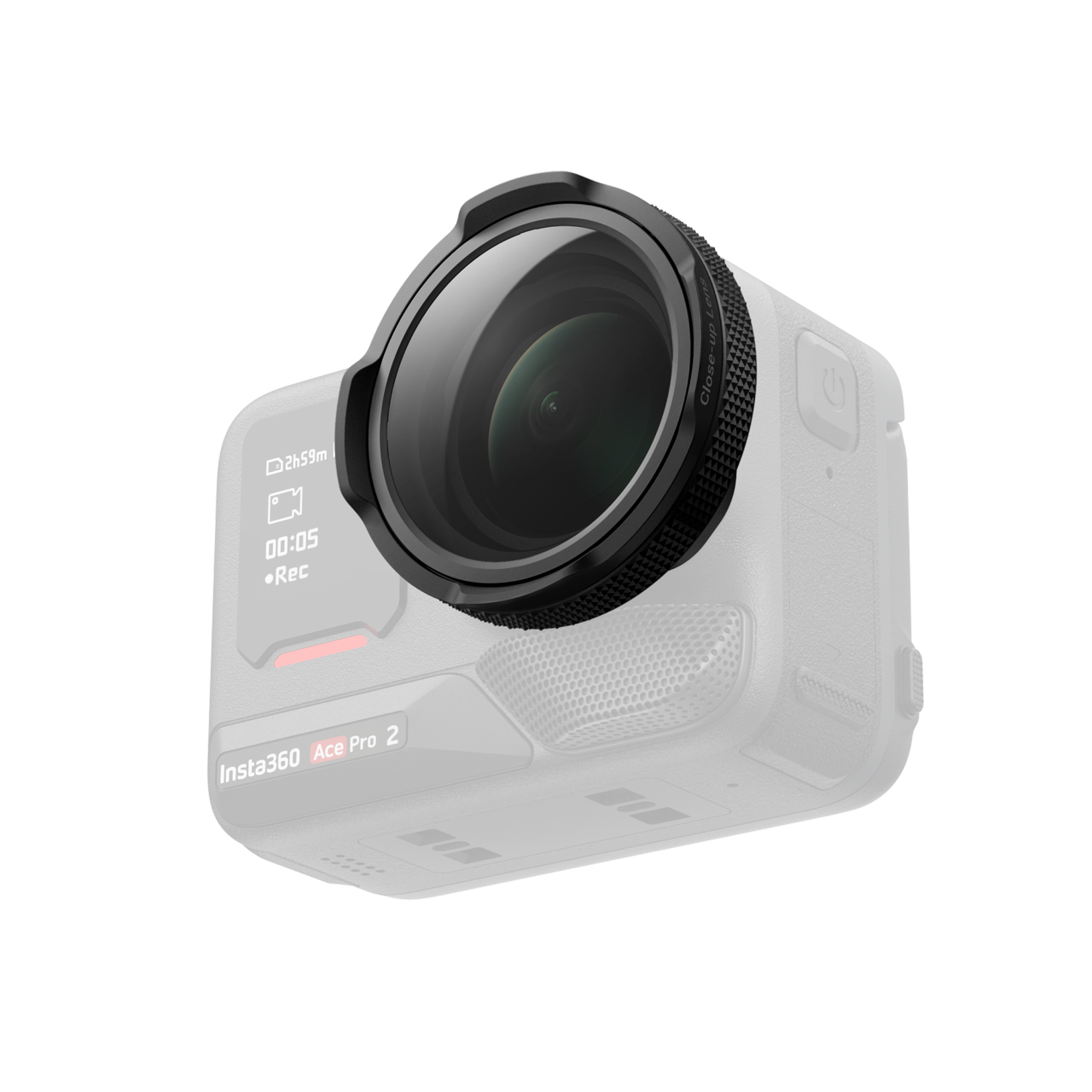Insta360 Ace Pro 2 s nasazeným originálním makroobjektivem Close-Up Lens