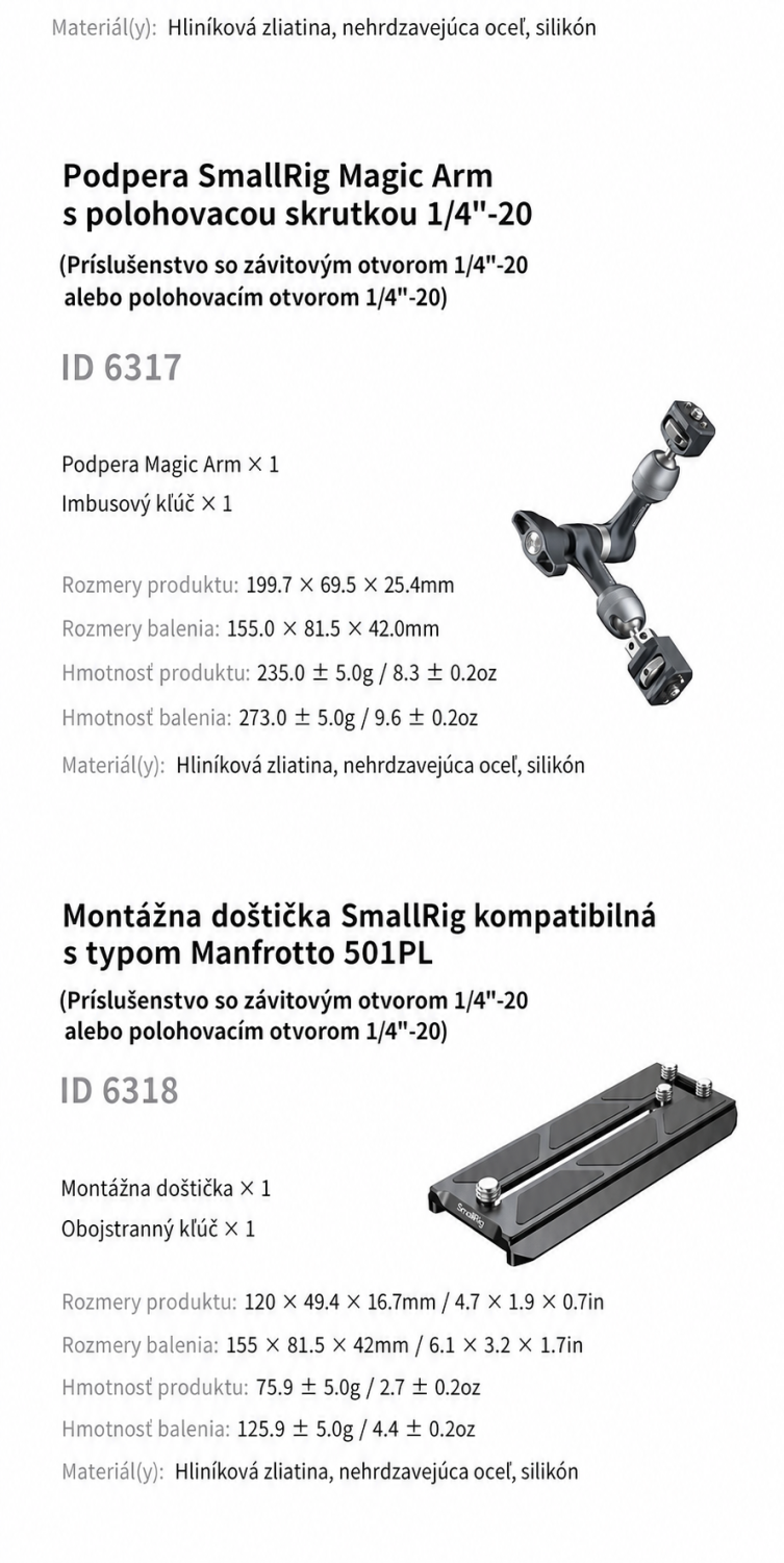 SmallRig Magic Arm Support 6317 ? slovensk? infografika 11
