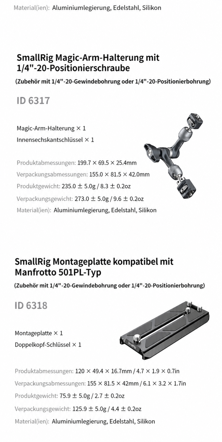 SmallRig Magic Arm Support 6317 – deutsche Infografik 11