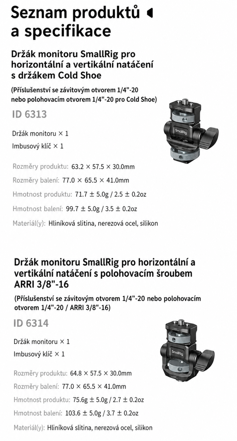 SmallRig Monitor Support for Horizontal & Vertical Shooting 6313 ? ?esk? infografika 9