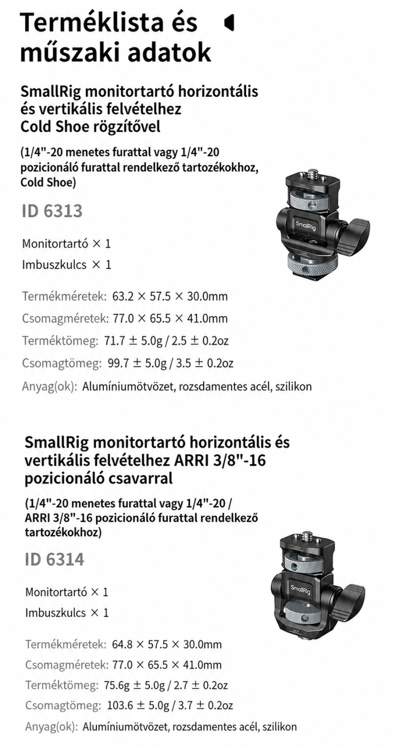 SmallRig Monitor Support 6313 – magyar infografika 9