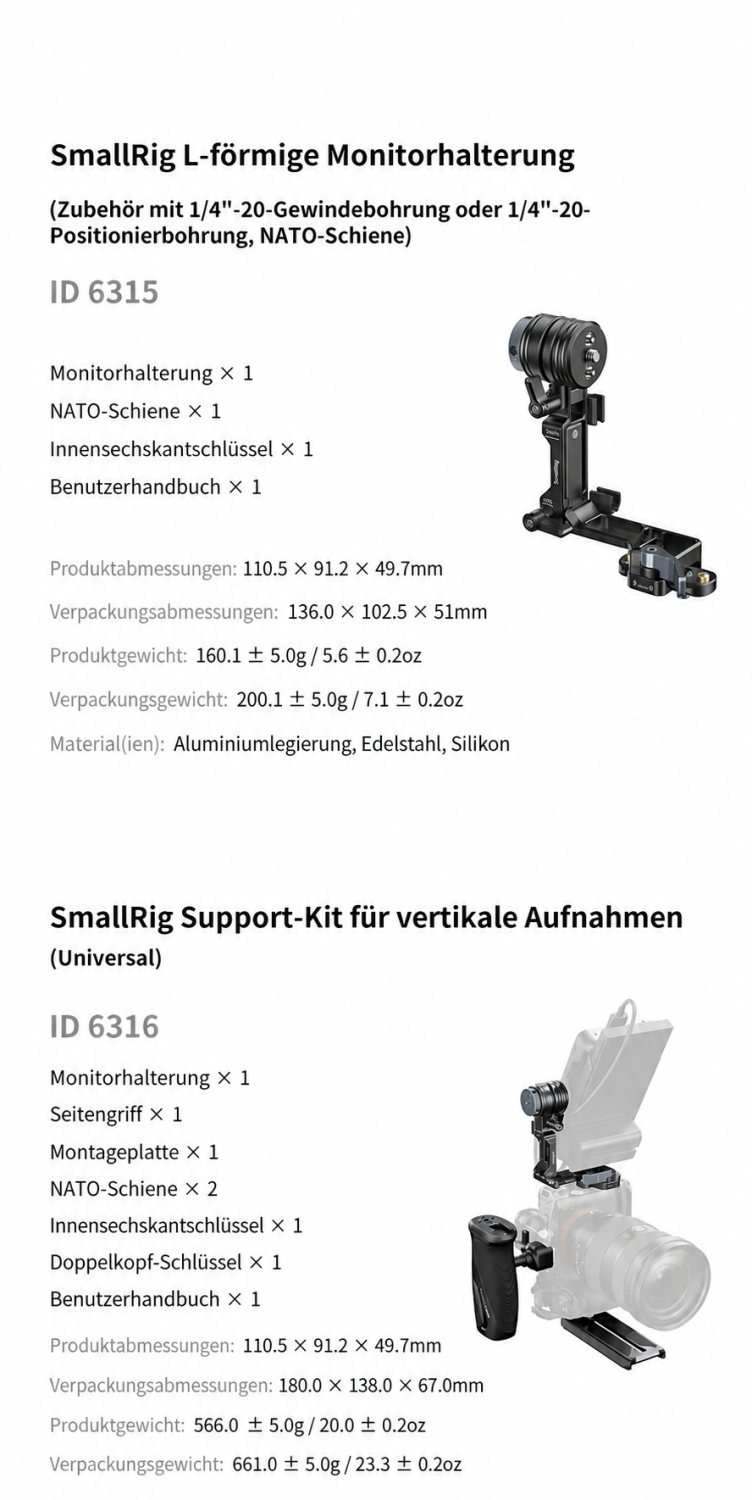SmallRig Monitor Support 6313 – deutsche Infografik 10