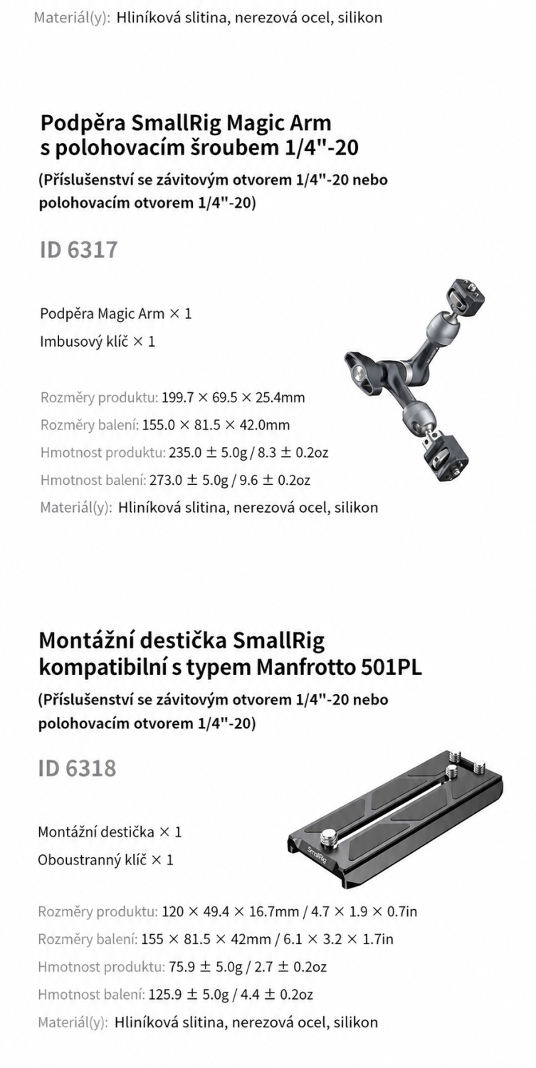 SmallRig Monitor Support 6314 – česká infografika 11