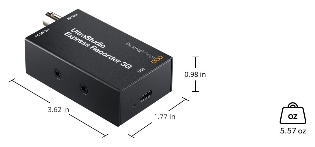 UltraStudio Express Recorder 3G – Rozměry a hmotnost